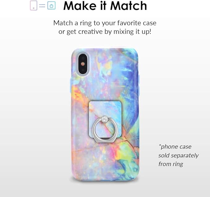 Velvet Caviar Cell Phone Ring Holder - Finger Ring & Stand - Improves Phone Grip Compatible with iPhone, Galaxy and Most Cases (Except Silicone/Leather) - Blue Opal Marble