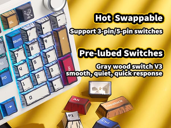 x Aula F99 Pro Mechanical Keyboard, Wireless Gaming Keyboards RGB Backlit Hot Swappable Custom Creamy Bluetooth Computer Keyboard, Tri-Mode BT5.0/2.4GHz/USB-C, Pre-lubed Switches PBT Keycaps - Image 7