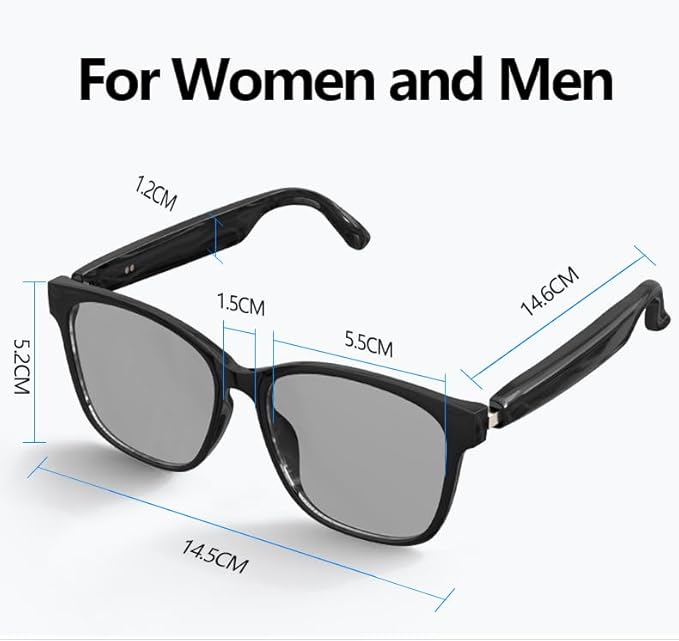 Bluetooth Audio Smart Sunglasses with Speakers, UV400 Protection Blue Light Blocking Glasses for Men Women