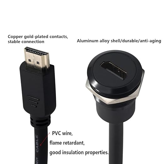 PENGLIN HDMI Panel Mount Extension Cable, HDMI 2.0 Male to Female Adapter Short Extender Cord, Support 4K 3D Compatible with HDTV, Laptop and PC(0.5M/19.69inch)
