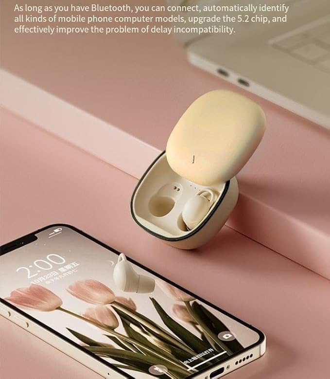 Invisible Wireless Bluetooth Sleep Earbuds for Side Sleepers,Smallest Invisible Sleep Headphones,Comfortable Noise Blocking Wireless Headphones for Small Ears Sleeping,Working,Hiking, Beige