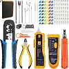 TAIWAIN Cat6 Network Cable Crimping Tool Set RJ45/Cat5, RJ11/RJ12 Repair Cutter Wire Crimper, Cable stripping Cutter Network Crimp Wire Stripper, Cable Tester& Connecter(Black)