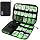 Cord Organizer Travel, Electronics Organizer Tech Pouch - Portable Cable Organizer Bag for Cords, Charger, Phone, SD Card, Power Bank for Travel & Daily Use -Black Green