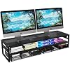 Simple Trending 2-Tier Metal Dual Monitor Stand with USB & 2 Drawers, Black - Image 10