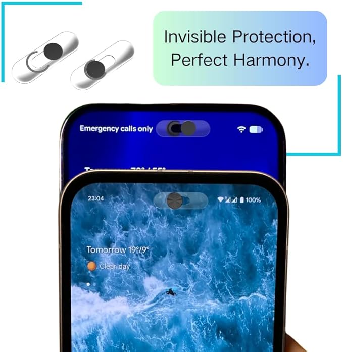 Front Camera Cover | Smartphones Webcam Cover Protect Privacy, Camera Privacy Covers Compatible for Galaxy, Pixel & iPad, Ultra-Thin Privacy Protection Slide | 2 Pack | Black