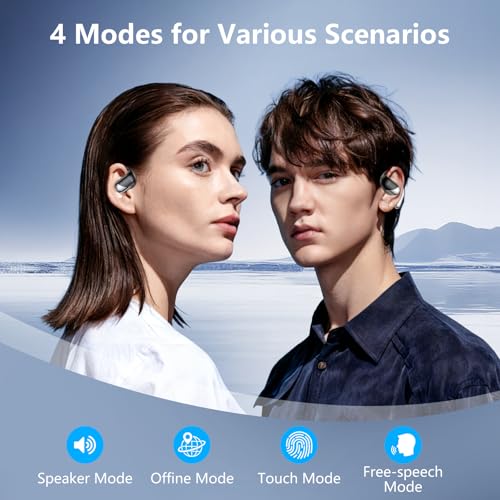 Open Ear Bone Conduction Headphones,,Over Ear Earbuds with Ergonomic Earhook,Bluetooth Headphones 5.4 with Smart Digital Display,60H Playtime,IPX7 Waterproof,Touch Control Operate Running Fit Cycling