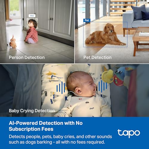Tapo 4K Indoor Pan/Tilt Wired Security Camera, Baby Monitor, C260