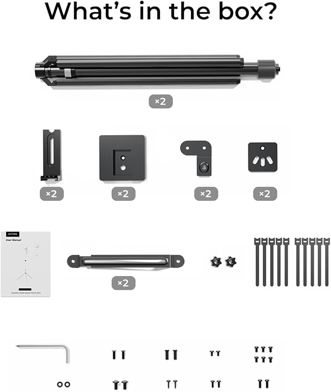 ULTIMEA 7.1CH Sound Bar with Dolby Atmos, Bundle with Adjustable Speaker Stands Pair, Compatible with Aura/Poseidon/Skywave Series, 350W Home Theater System for Smart TV