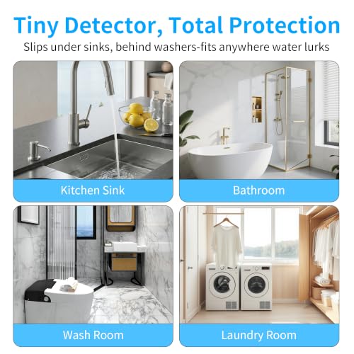 4 Pack Water Leak Detector, 100dB Loud Alarm, Dual Probe Sensor, IP66