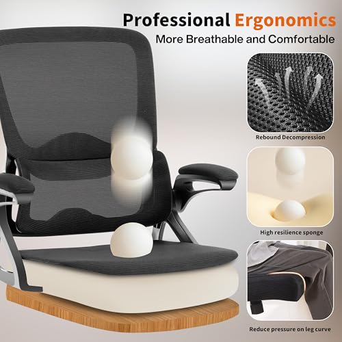Ergonomic Office Chair,Mesh Office Chair with Lumbar Support,Mid Back Desk Chair with Flip-up Arms,400 lbs Comfy Computer Chair for Home Office - Image 7