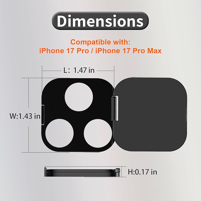 Phone Camera Lens Cover 2-Pack, Compatible with iPhone 17 Pro/17 Pro Max,UV-Printed Privacy,Camera Lens Protector to Protect Privacy,Security Protector with Strong Adhesive,Black