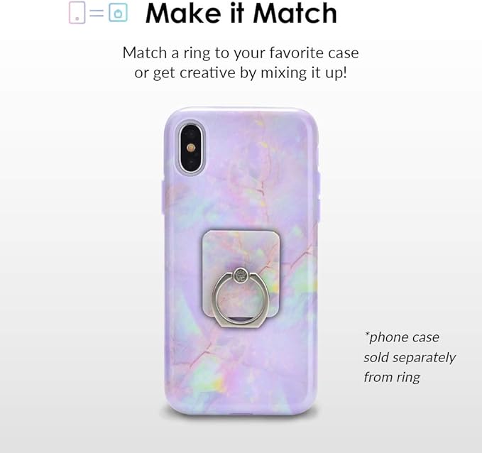 Velvet Caviar Cell Phone Ring Holder - Finger Ring & Stand - Improves Phone Grip Compatible with iPhone, Galaxy and Most Cases (Except Silicone/Leather) - Pink Marble