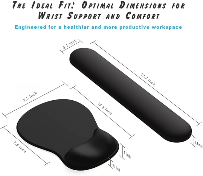 ErgoComfort Gel Wrist Rest Mouse Pad Set โ Minty Green, Ergonomic Memory Foam with Non-Slip Base for Office, Gaming & Home Desk