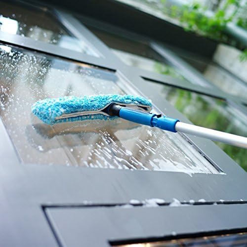 Unger Professional 14" Window Cleaning Tool: 2-in-1 Microfiber Scrubber and Squeegee & Professional Window Cleaner Scrubber Refill Sleeve, 14"