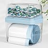 2-in-1 Trash Bag Holder Laundry & Dishwasher Pods Container,Garbage Bag Dispenser with Removable Lids,Kitchen Organizer and Under Sink Storage Box (Blue)