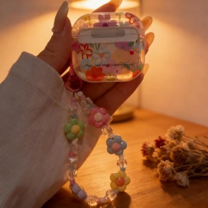 Compatible with Airpods 4 Case 2025 with Lock Clear Cases,Soft TPU Cover for Airpods 4 Case for Air pod 4 Cover with Keychain for Airpods 4 Gen for Women Girls(3D Colorful Flower)