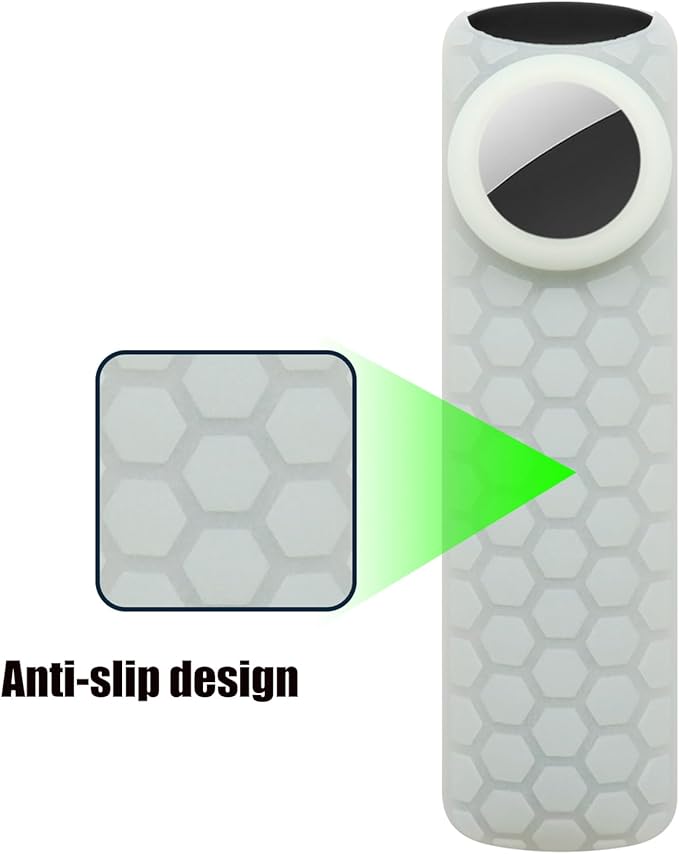 Silicone Cover Compatible with Fir TV Alexa Voice Remote Pro 2022 with Airtag Holder,Tracker Cover with Hole for Tile Sticker,Glow Green