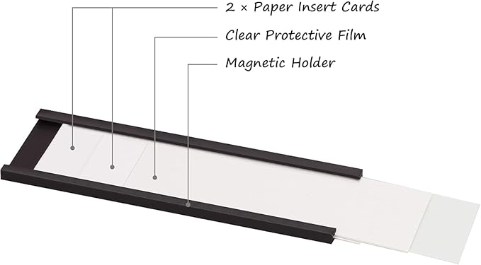 Realth C Channel Magentic Label Holders 50 Pack 0.5" x 2" - Magnetic Name Tags for Classroom, Office, Shelving, Bins, Library, Supermarket