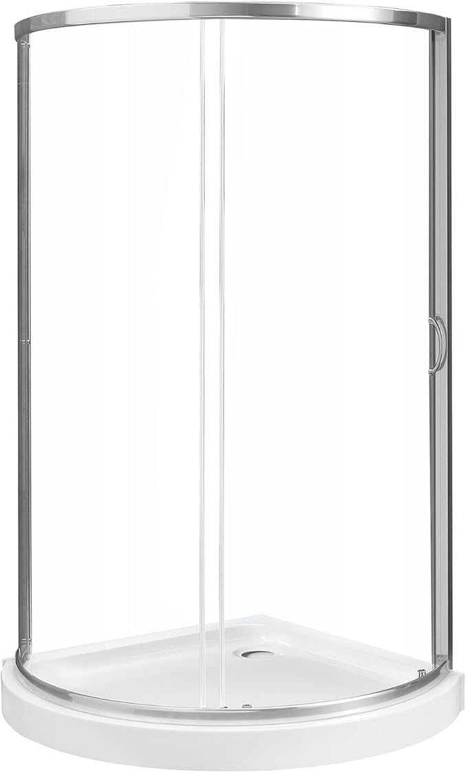 OVE Decors Breeze 36 in. Corner Shower Clear Sliding Door with Base in Satin Nickel Finish