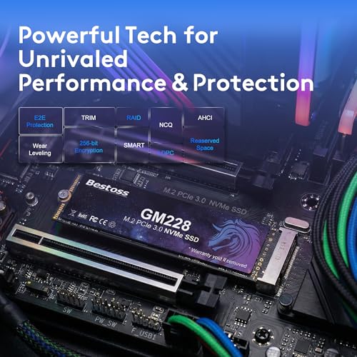 Bestoss 1TB NVMe M.2 SSD PCIe 3.0 2280 Internal SSD, Up to 2400MB/s