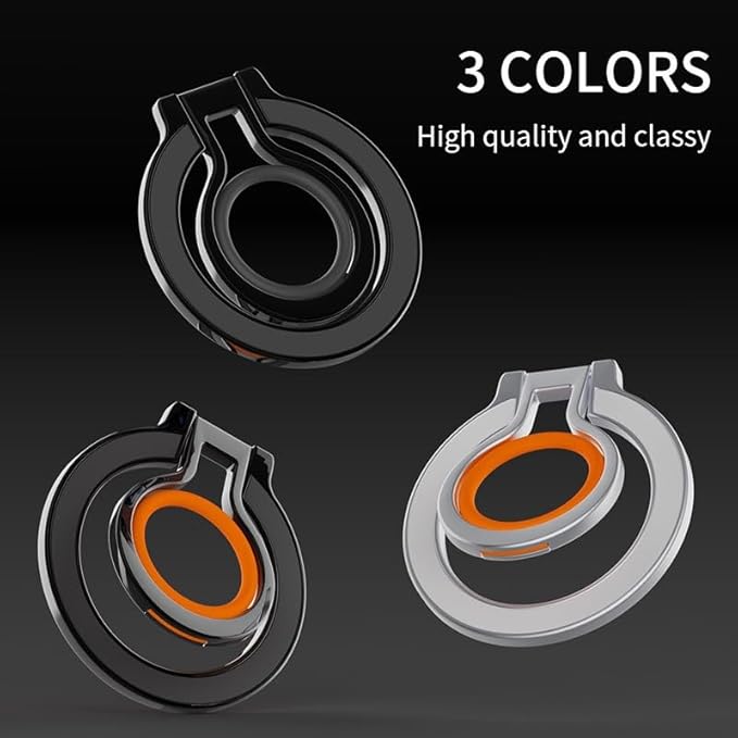 Thin Fit for MagSafe Phone Grip Ring Holder 360° Rotation Ring Compatible with Popsocket MagSafe Kickstand Magnetic for iPhone 16/15/14/13/12/11 Samsung, Google Accessories, Black