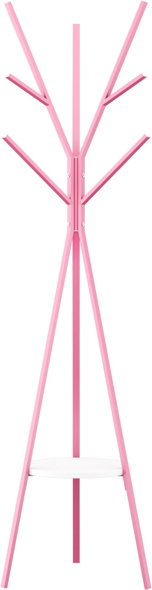 HOME BI Coat Rack Hat Stand Free Standing Display Hall Tree Metal Hat Hanger Garment Storage Holder with 9 Hooks for Clothes Hats and Scarves (Pink)