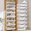 Pantry Door Organizers and Storage, 8-Tier Large Metal Heavy-Duty Frame Over the Door Spice Rack, 2 in 1 Wall-Mounted or Hanging shelf for Kitchen, Bathroom, Laundry Room, Bedroom, Closet &Nursery