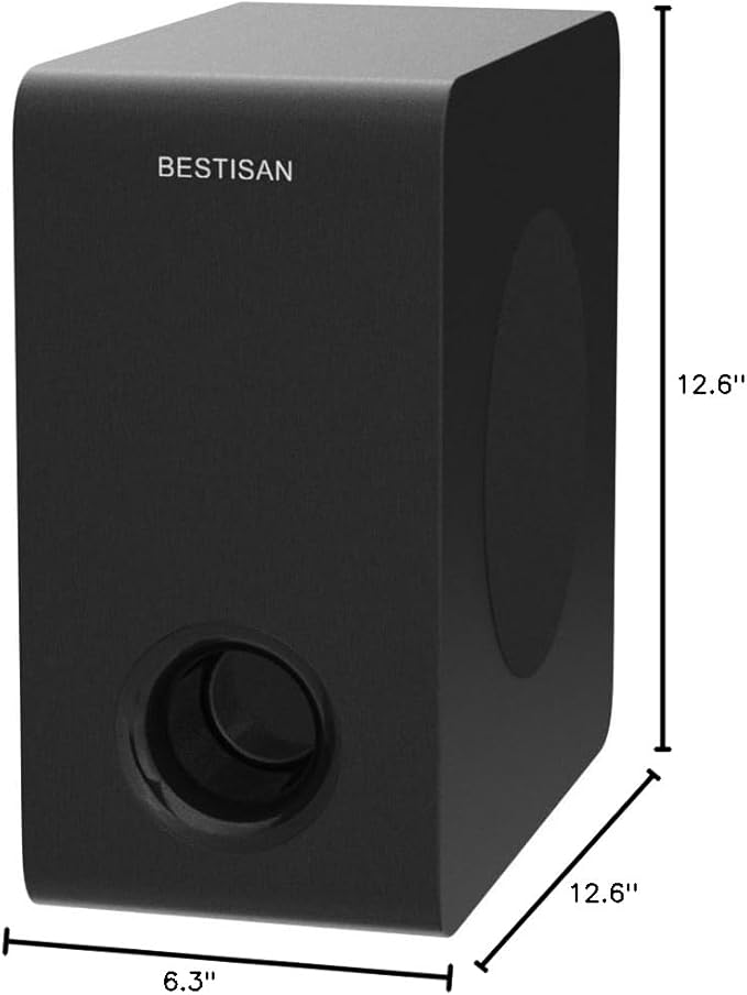 Powered Subwoofer, Bestisan 6.5" Active Home Audio Subwoofer in Compact Design for Receiver,Deep Bass in Black