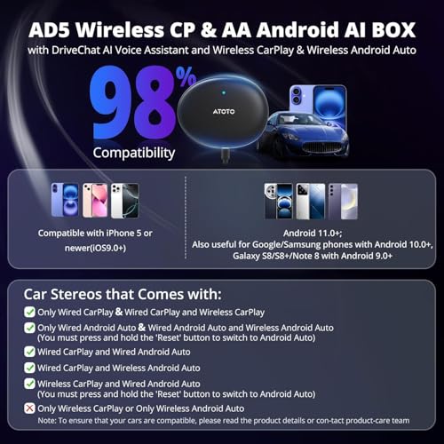 Wireless CarPlay & Android Auto Adapter Support YouTube/Netflix