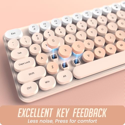 Wireless Keyboard and Mouse, Full-Sized Typewriter Keyboard Silent, Creamy - Image 7