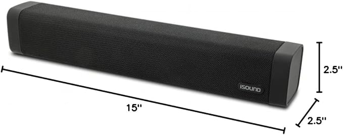 I.Sound ISound-6961 15-in. High-Performance Bluetooth Sound Bar and Speakerphone with FM Radio, Black