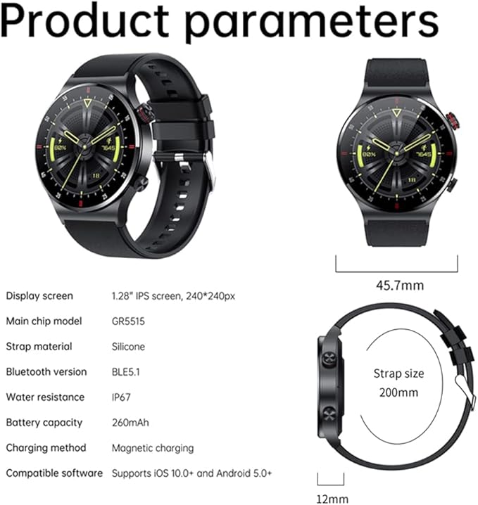 FILIEKEU Bluetooth Calls Smart Watch Men Women Heart Rate Sleep Monitor Steps IP67 Waterproof Sport Fitness Tracker 1.3''Touch Screen Fasion Black Stainless Steel Smart Watches for Android iOS