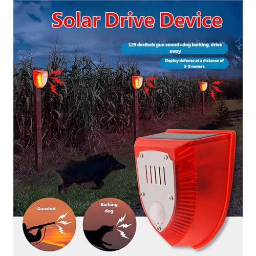 Decibel 129dB Sound Light Outdoor Security Alarm Solar Power Featuring Motion Sensors and Sound Simulation Security Alarm Set