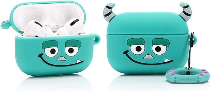 (4Pack) Case for AirPods Pro 2nd/1st Generation (2022/2019) with Carabiner, XMBYGY Cute Skin Design Silicone Cartoon Charging Case Protective Covers for Boys Girls (MK+MN+MrQ+Monster)