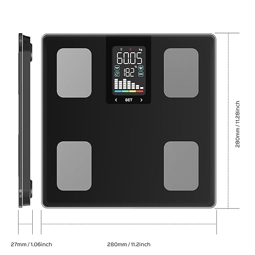 Smart Scale for Body Weight, Digital Bathroom Scale for Weight Fat BMI Muscle Mass Body Composition Analyzer, Larger Platform, Bluetooth Highly Accurate Weighing Machine 400lb (Black 2408)