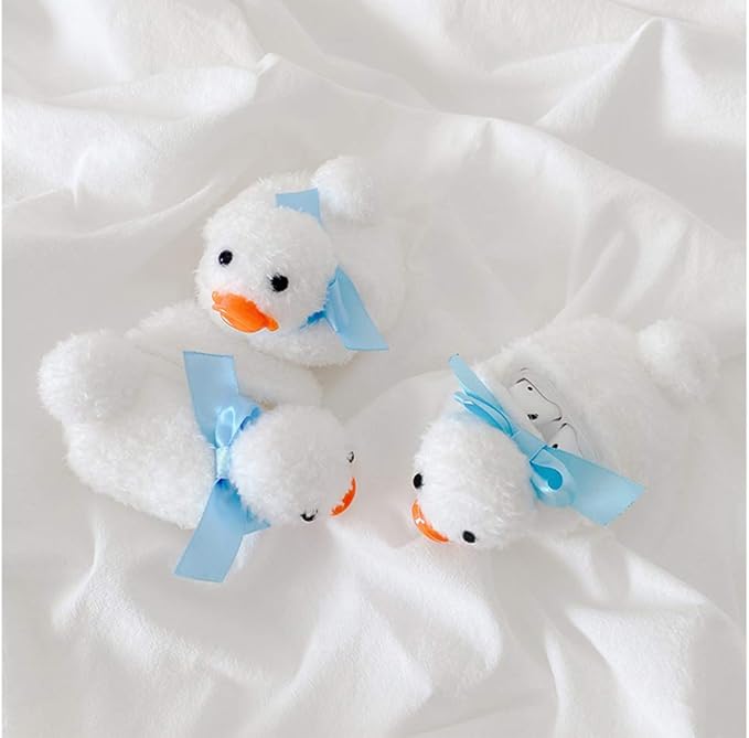 SGVAHY Furry Case for AirPods Pro 3rd Generation Funny Cute 3D Cartoon Plush Design Soft Warm Fluffy AirPod Pro 3 Cover with Keychain Kawaii Anti-Fall Protective Case Women Girls(Duck White)