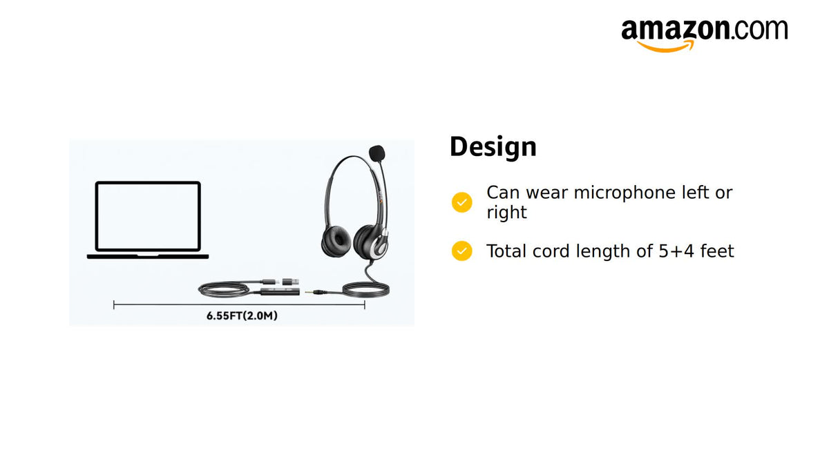 Wantek Headset with Microphone for PC Wired Headphones - USB C 3.5mm Headsets with Noise-Cancelling Microphone for Laptop - Type-C Computer Headphones with Mic in-line Control for Home