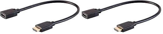 Monoprice High Speed HDMI Extension Cable - 1.5 Feet - Black, 48Gbps, Ultra 8K, Dynamic HDR, eARC - DynamicView Series (Pack of 2)