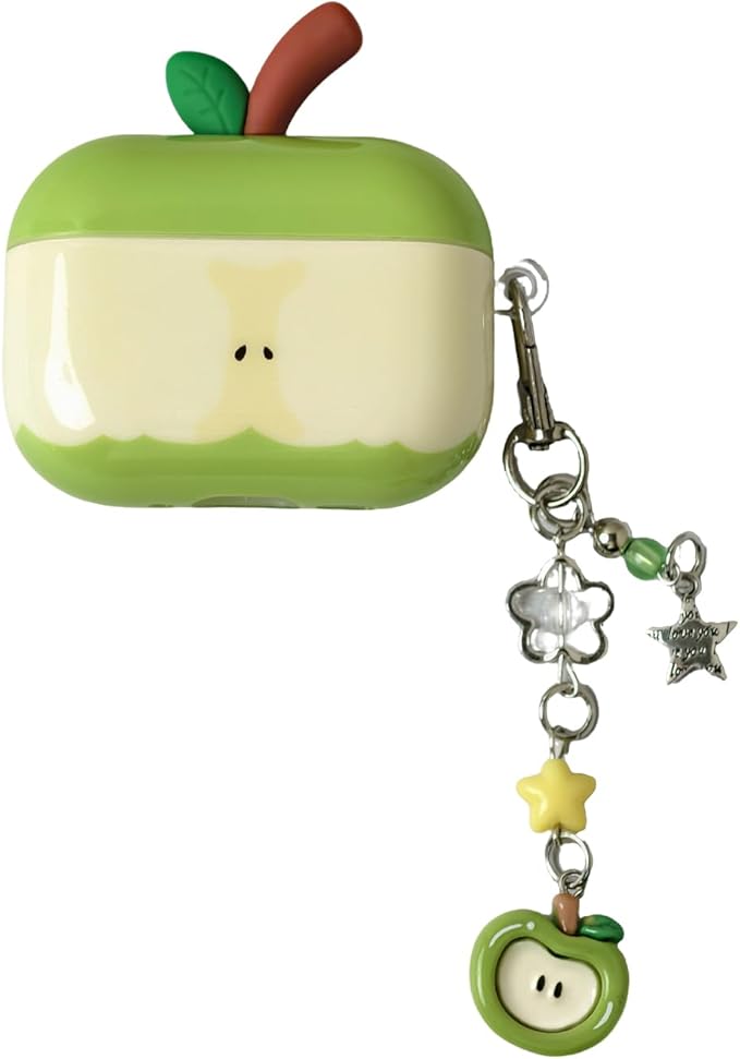 Compatible with AirPods Pro 2 Case 2025 with Lock Clear Cases,Soft TPU Cover for Airpods Pro 2rd Case for Air pod Pro 2 Cover with Keychain Cute Airpods Pro 2 Gen for Women Girls(Apple Green)