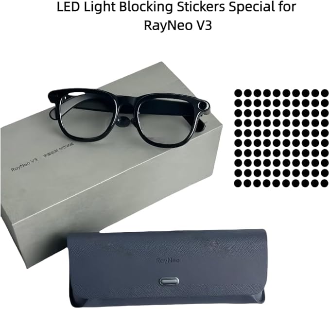 100pcs LED Light Blocking Stickers for Ray-Ban Meta Wayfarer/Skyler/Headliner Accessories and RayNeo V3, Blackout Stickers Light Dimming Sticker for Smart Glasses (for RayNeo V3)