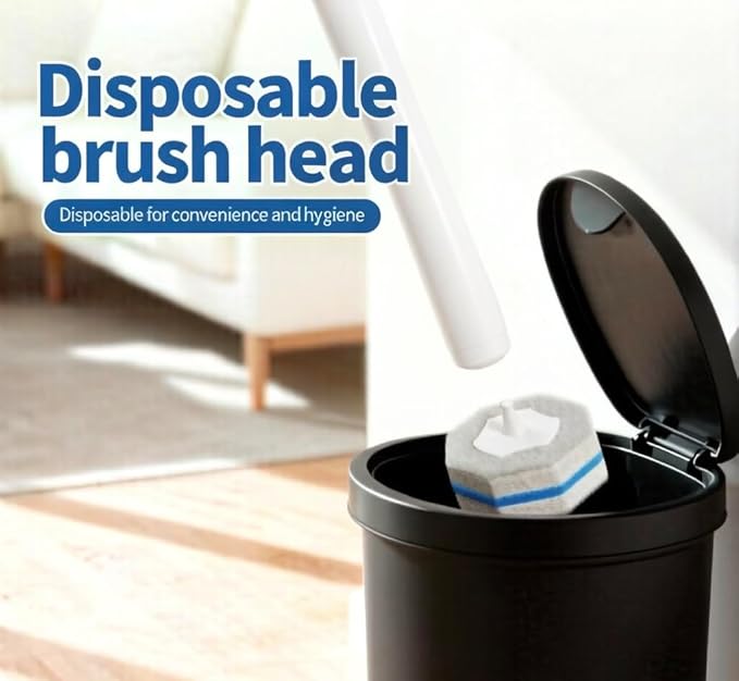 Disposable Toilet Brush Cleaning System with 50pcs Toilet Cleaner Refill Pads for Most Toilet Brush Heads,Wall Mounted Disposable Toilet Bowl Brush and Holder Set for Bathroom Cleaning