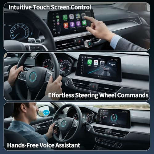 2026 Wireless CarPlay Adapter & Android Auto Dual System, Plug & Play Auto Connect Low Latency, USB-C Included, Compatible with Factory Wired CarPlay Cars for iPhone iOS 10+