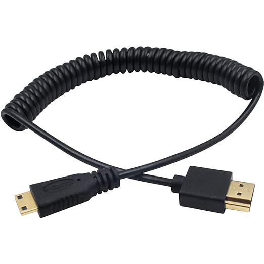 Duttek Ultra Thin 4K Mini HDMI to HDMI Cable, 6 FT/1.8, HDMI to Mini HDMI 2.0 Coiled Cable Support 4K Ultra HD, 1080p, 3D,for Projector, Monitor, Camcorder