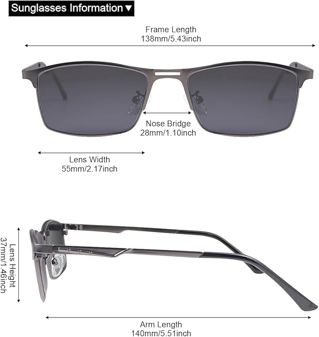 Polarized Nearsighted Sunglasses Tinted Gray Men Women Myopia Distance Glasses UV Protection Shortsighted Eyeglasses