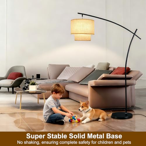 Arc Floor Lamp with T45 Bulb, Black Curved Standing Lamp for Living