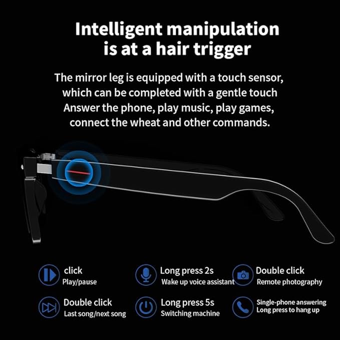 AI Smart Wireless Bluetooth Translation Glasses for Men/Women with Speakers/Bluetooth&140+ Languages Translation Sports/Travel/Drive/Busniess (E8+AI+Color Change Lenses+Silver)
