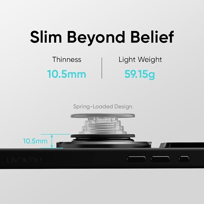 FLOLAB ForgeGrip Strong Magnetic Phone Holder & Phone Grip for MagSafe Grip iPhone Accessories Magnetic Phone Grip, Ring Holder & Stand, Satisfying Snap Grip - Walnut