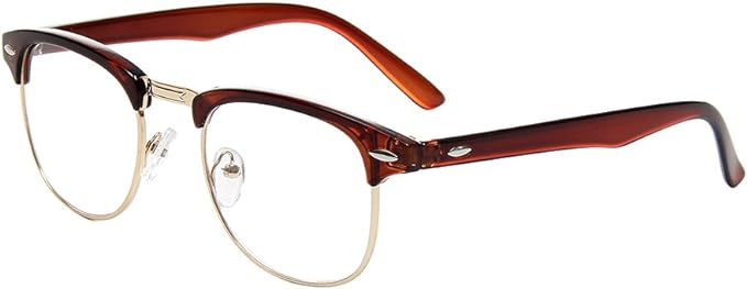 Shiratori New Vintage Fashion Half Frame Semi-Rimless Clear Lens Glasses