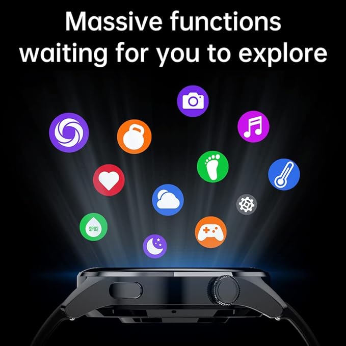 FILIEKEU Bluetooth Calls Smart Watch Men Women Heart Rate Sleep Monitor Steps IP67 Waterproof Sport Fitness Tracker 1.3''Touch Screen Fasion Black Stainless Steel Smart Watches for Android iOS