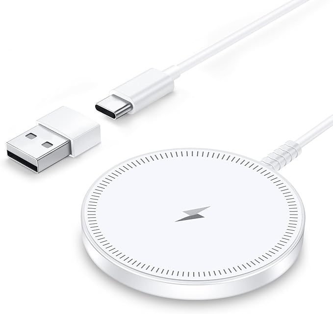 Magnetic Wireless Qi2 Charger for iPhone: Charging Pad for iPhone 17/16/15/14/13/12 Series & AirPods Pro 4-2, Strong Magnet, Dual Ports, Case-Friendly, Lightweight for Travel Home Office Desk